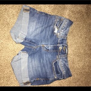 Blue denim shorts